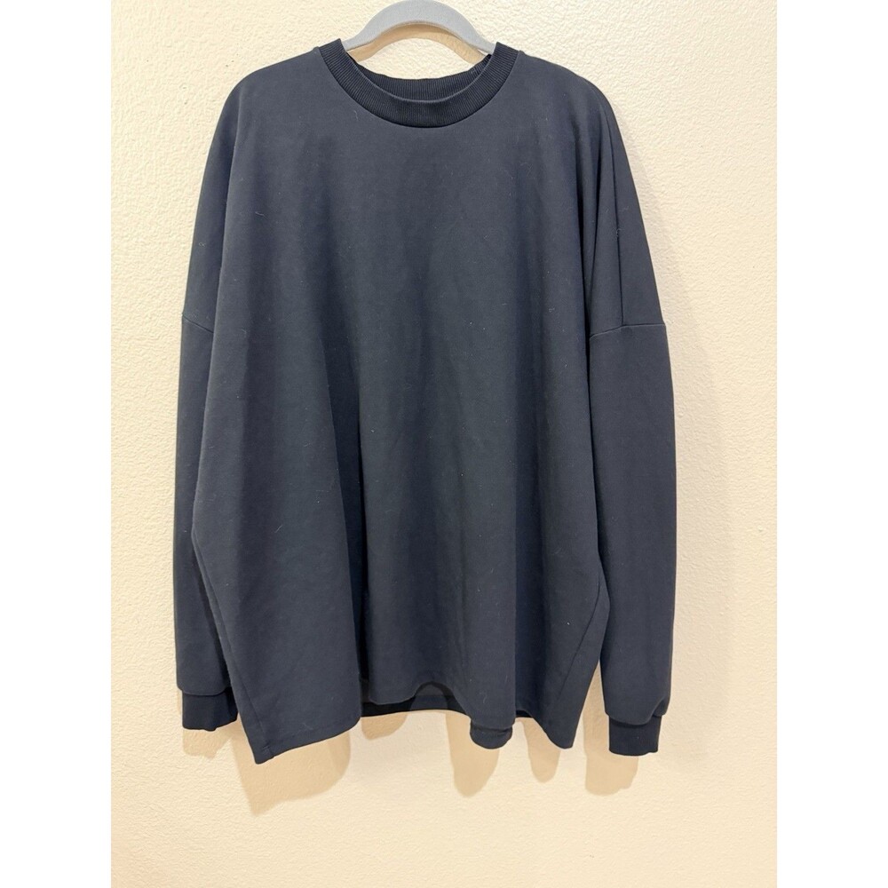 ZARA Mens Oversized Crewneck Sweatshirt Black Size XL Soft Drop Shoulder Knit
